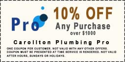 10% off any carrollton plumbing purchase over 1000