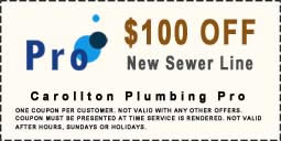 $100 off new carrollton plumbing sewer line