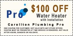 water heater carrollton plumbing coupon